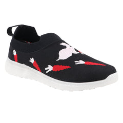 FUEL Wanda-01 Lightweight & Stylish Slip-On Casual Shoes for Women (Black)