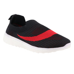 FUEL Wanda Lightweight | Breathable & Stylish Slip-On Casual Shoes for Women (Black-Red)