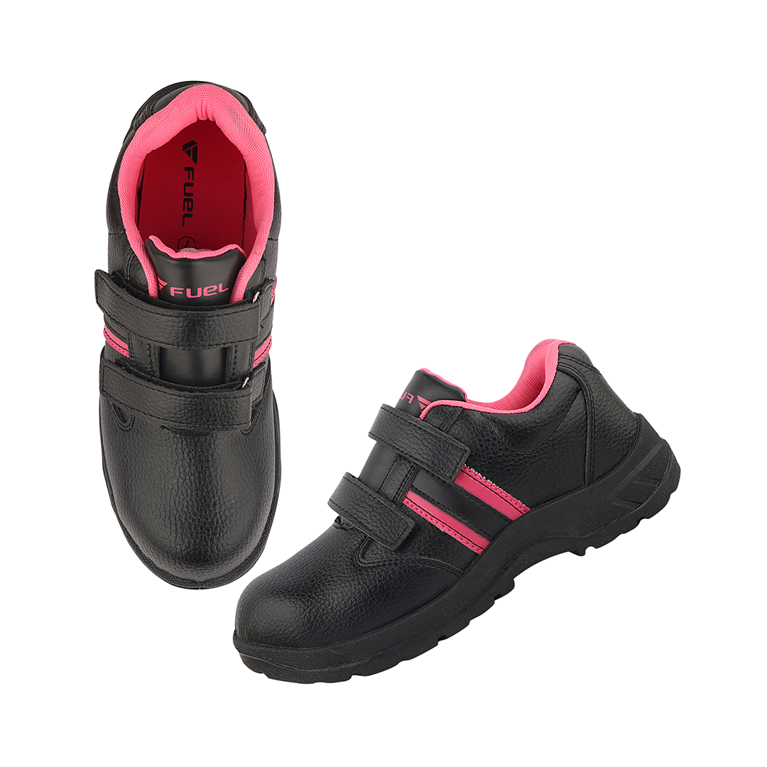Fuel Riga Leather Safety Shoes for Women's Steel Toe Cap With Single Density PVC Sole (Pink)