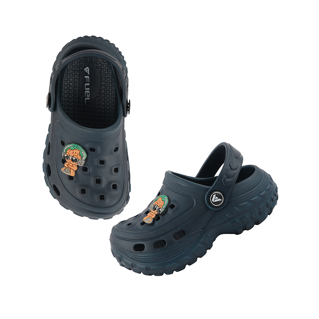 FUEL Poddle Cute & Lightweight EVA Slip-On Clogs for Kids (NAVY)