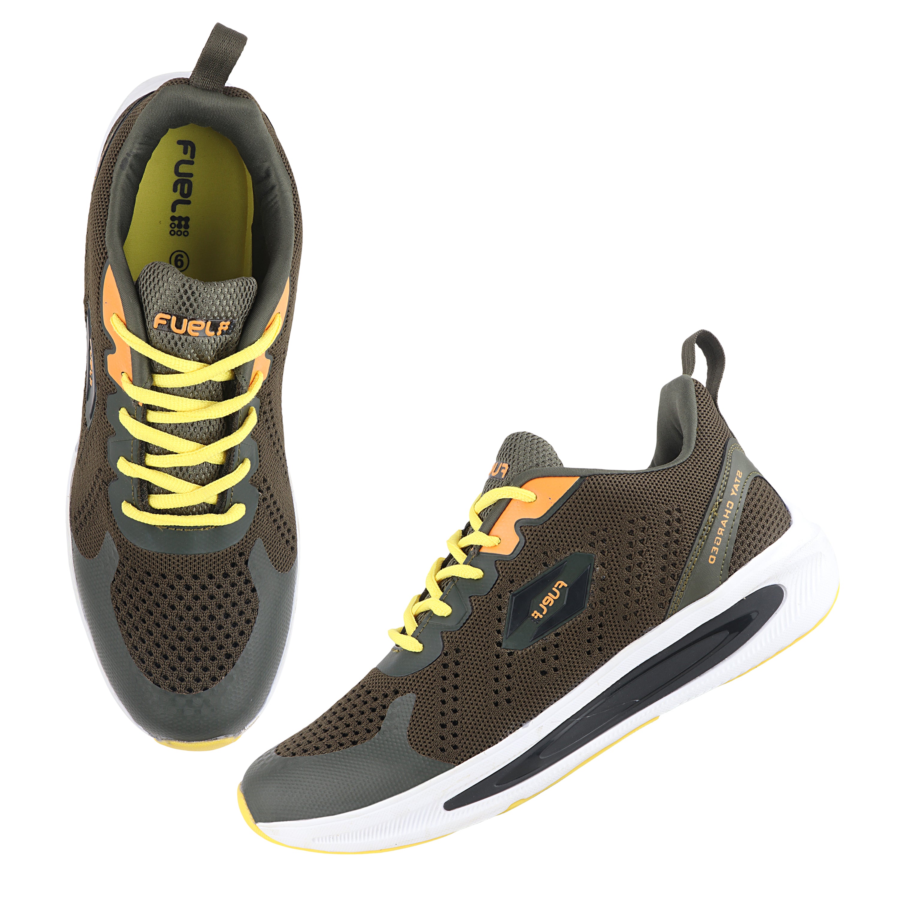 Fuel Freedom Sports Shoes For Men (Olive-Yellow)