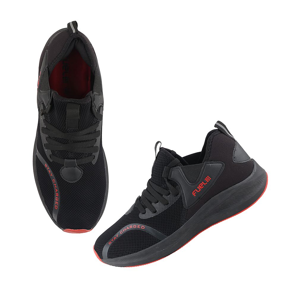 Fuel Wine Sports Shoes For Men (Black-Red)