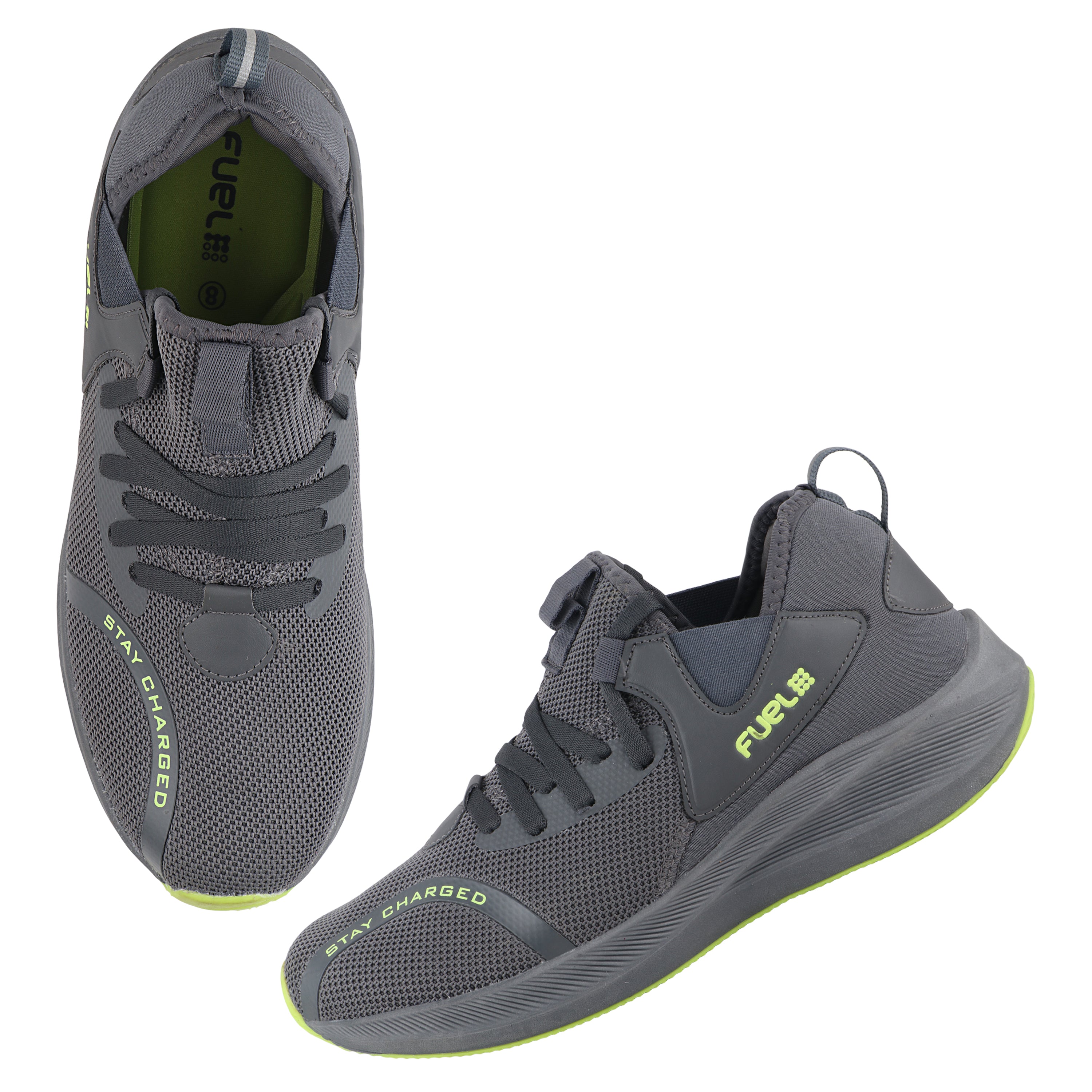 Fuel Wine Sports Shoes For Men (D-Grey-P-Green)