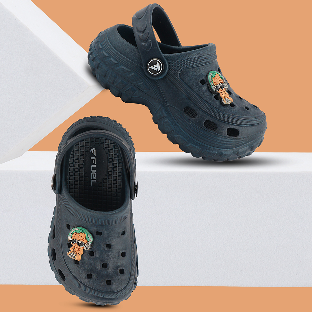 FUEL Poddle Cute & Lightweight EVA Slip-On Clogs for Kids (NAVY)