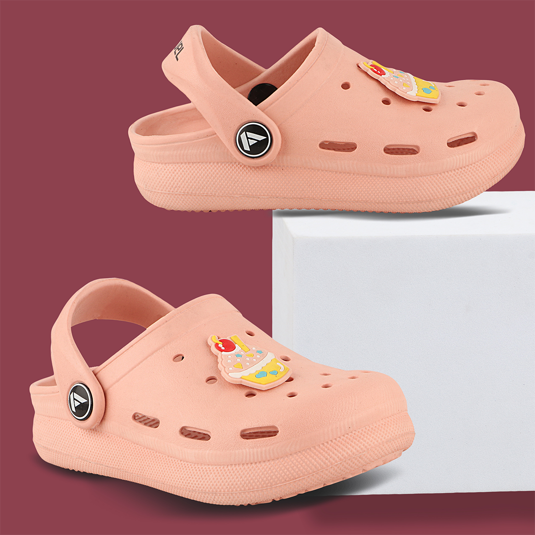 FUEL Clogs for Kids, Lightweight Anti Skid Clogs Slipper for 4-10 Years Boys/Girls (PEACH)