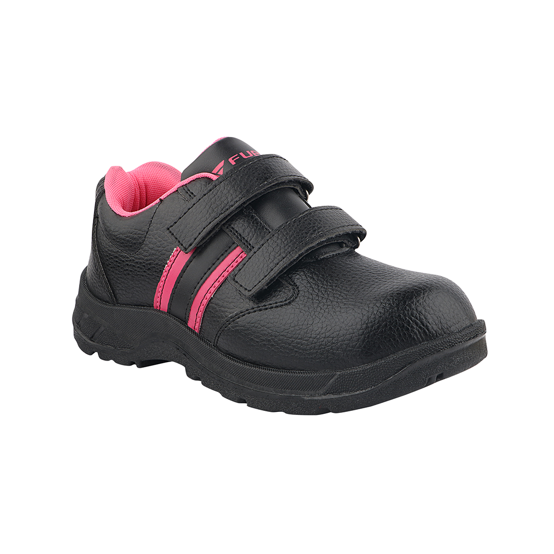 Fuel Riga Leather Safety Shoes for Women's Steel Toe Cap With Single Density PVC Sole (Pink)