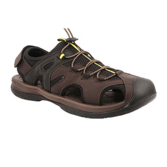 FUEL Commando-03 Fishermen Sandals | Mesh + Rexine Upper | EVA + Rubber Sole | Cushioned Footbed | Adjustable Velcro Closure (Brown)