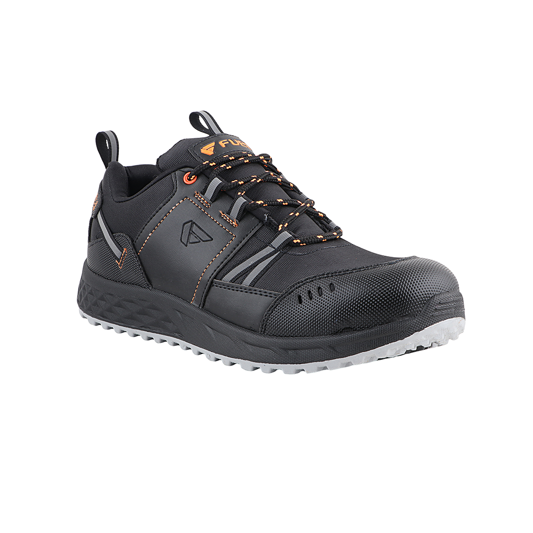 FUEL Flute Industrial Steel Toe Safety Shoes for Men in Synthetic Upper & PVC double density Sole (Black)