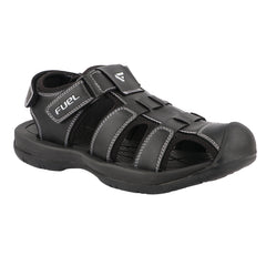 FUEL Commando-1 Comfortable Outdoor & Daily Wear Men’s Flexible Fisherman Sandals with Protective Toe Cap (Black)
