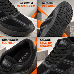 FUEL Frenzy Lightweight & Durable with Stylish Corduroy Cushioned Comfort Durable PVC Sole for Men's (Black)