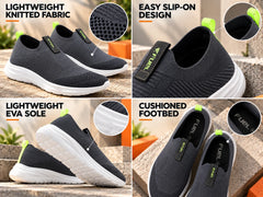 FUEL Flash-02 Soft Cushioned Insole and Breathable Knit Upper with EVA Sole & Casual Slip-On Sports Shoes for Men (Grey)