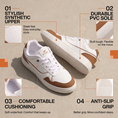 FUEL TED Trendy Lace-Up Sneakers for Men with Non-Slip Sole (Yellow)