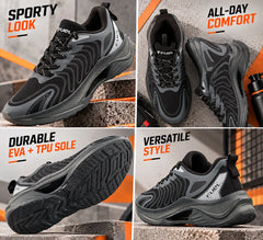 FUEL Cave Lightweight & Breathable with Comfortable Cushioning & Modern Style Sports Shoes for Men's (Black)