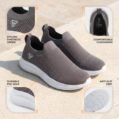 FUEL Flash Lightweight & Breathable Cushioned EVA Sole Slip-On Casual Shoes for Men's (Grey)