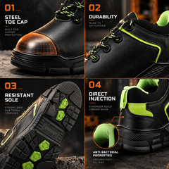 FUEL Reevon-05 ISI Mark Work Safety Shoes for Men – 200J Non-Metallic Toe Protection, Kevlar Insole, Breathable Lining & Durable Nitrile Sole