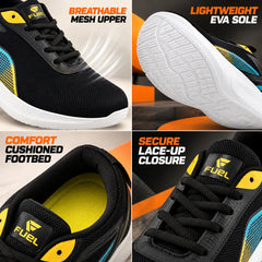 FUEL Rainbow Comfortable and light-weight Sports Shoes For Men (Black)
