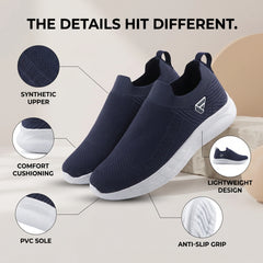 FUEL Flash Lightweight & Breathable Cushioned EVA Sole Slip-On Sports Casual for Men's (Navy)