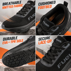 FUEL Phantom Running & Walking with Cushioned Comfort and Durable Sole for Men's (Black)