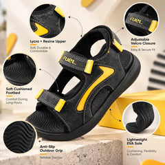 FUEL Power-lite-03 Lightweight & Comfortable with Cushioned Footbed & EVA Sole Sandal for Unisex (Black)