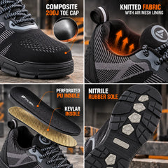 FUEL Reevon-02 Lightweight Knitted Fabric Upper in Kevlar Insole Industrial Safety Shoes with Composit toe cap (200J)