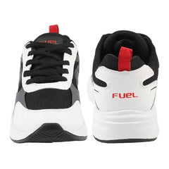 FUEL XO-Blaze Shoes for Men – Stylish & Lightweight Lycra Upper Shoes with Comfortable EVA Insole and Durable Sole for Everyday Casual Wear, (Black, White)
