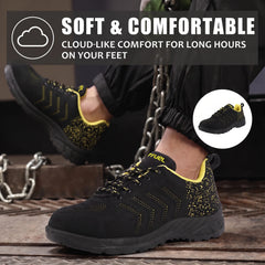 FUEL Arsenal Lightweight Safety Shoes for Men – Durable Industrial Sports Design with Strong Knitted Upper, PVC Sole, and 100J Metallic Toe Cap (UK 6–11)