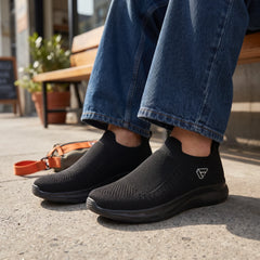 FUEL Flash Lightweight & Breathable Cushioned EVA Sole Slip-On Casual Shoes for Men's (Black)