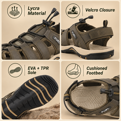 FUEL Soldier-08 Fisherman Protective Toe Cap Sandals for Men (Olive)