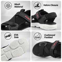 FUEL Gabbro Chunky Sports Sandals for Men (Black-White)