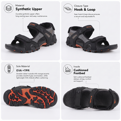 FUEL Timberland-02 Comfortable Casual Sandals for Men (Black)
