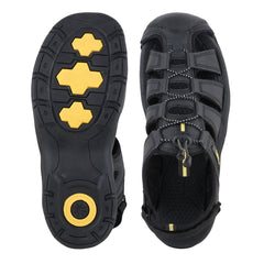 FUEL Commando Comfortable & Breathable Men’s Flexible Fisherman Outdoor Sandals with Protective Toe Cap (Black)