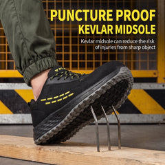 FUEL Armour 1 DD ISI Marked Strong Knitting Upper Breathable Safety Shoes for Men's Steel Toe Cap With Double Density Rubberized PVC Sole (Black)