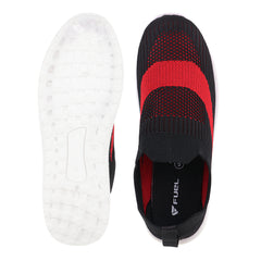 FUEL Wanda Lightweight | Breathable & Stylish Slip-On Casual Shoes for Women (Black-Red)