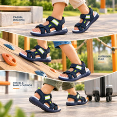 FUEL Power-lite-04 Lightweight EVA Sole and Cushioned Footbed with Adjustable Velcro Closure Sports Sandal for Unisex (Navy)