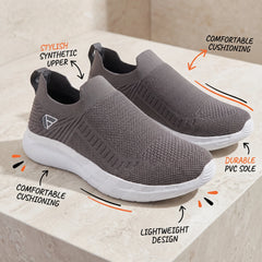 FUEL Flash Lightweight & Breathable Cushioned EVA Sole Slip-On Casual Shoes for Men's (Grey)