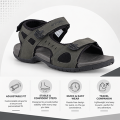 FUEL 2112-04 Casual Sports Sandal For Man (Black-Grey)