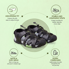 FUEL Warriors Lightweight & All-Day Comfort Sandals for Men's (Black)