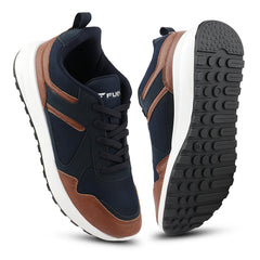Fuel Neostep-01 Casual Sports Shoes Lightweight Walking & Running Sneakers For Men's (Navy/Tan)