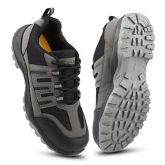 FUEL Diesel-03 Grey Black Safety Shoes for Men – Industrial Work Shoes with Metal Toe Cap, Durable Anti-Slip PVC Sole and Comfortable Mesh Lining, (Black,Grey)