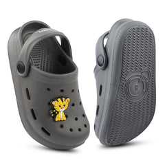 FUEL Hooper Lightweight & Comfortable Pull-On Casual Clogs with Cushioned Footbed for Kids (D.Grey)