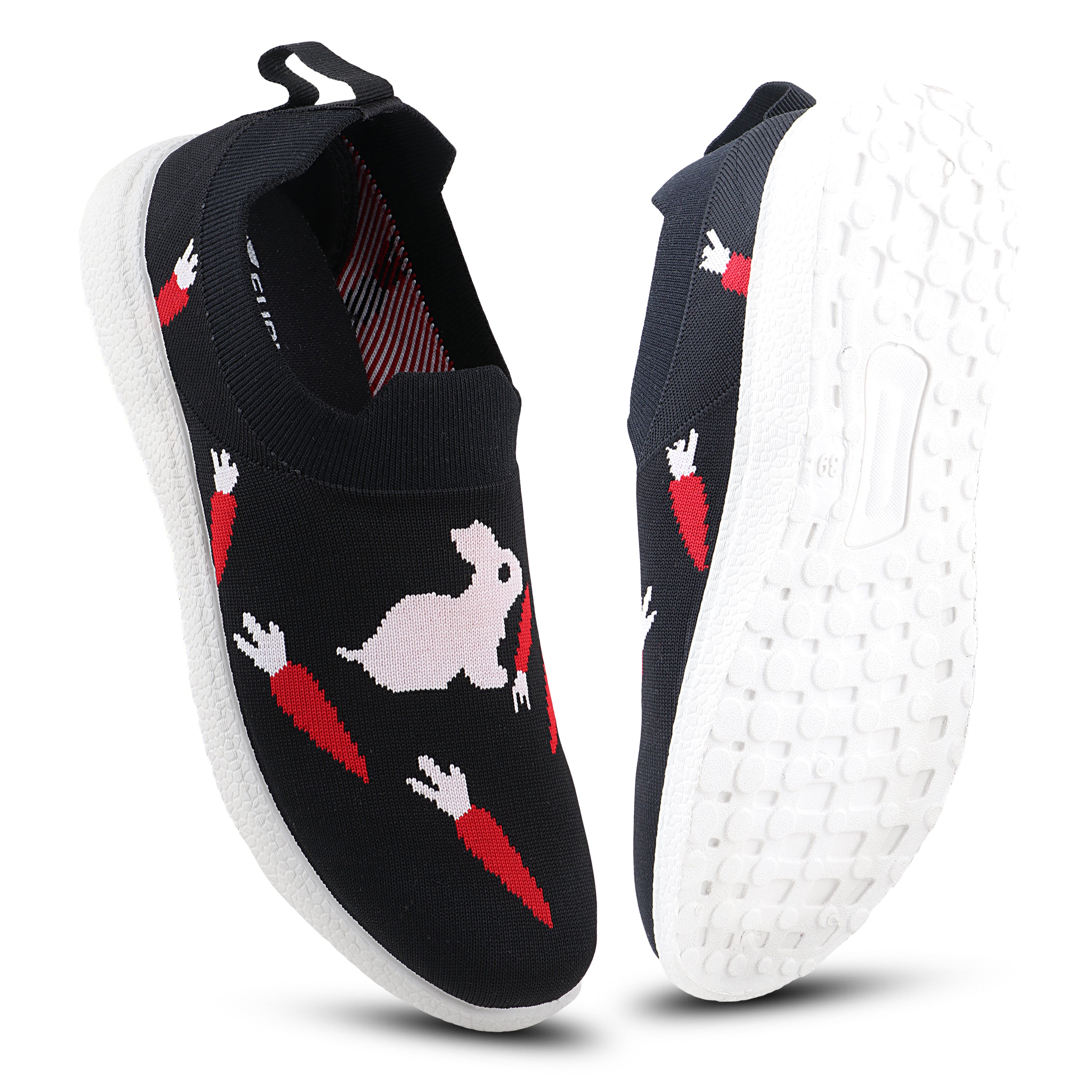 FUEL Wanda-01 Lightweight & Stylish Slip-On Casual Shoes for Women (Black)