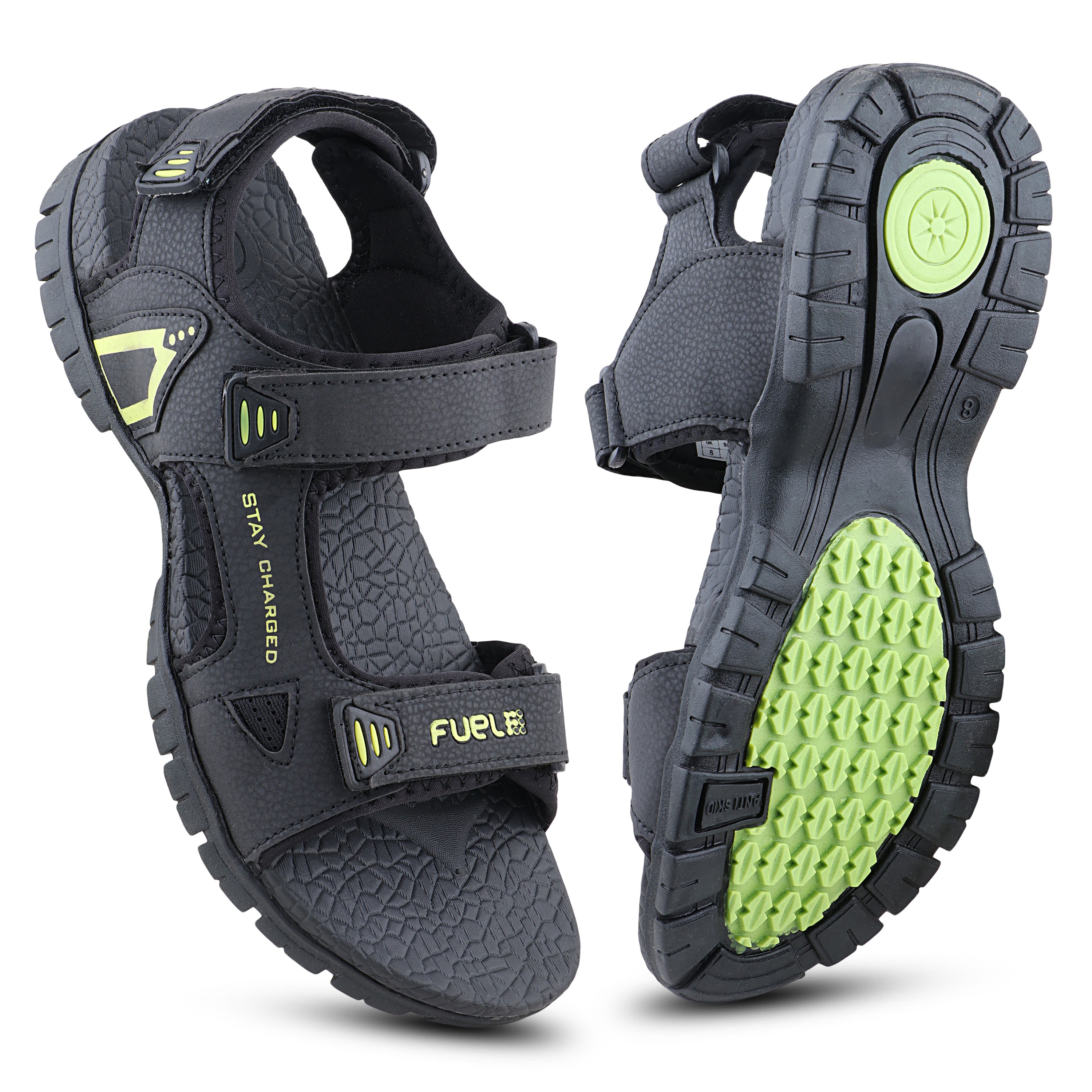 Fuel Rambo-04 sandal for Men (Black-P.Green)