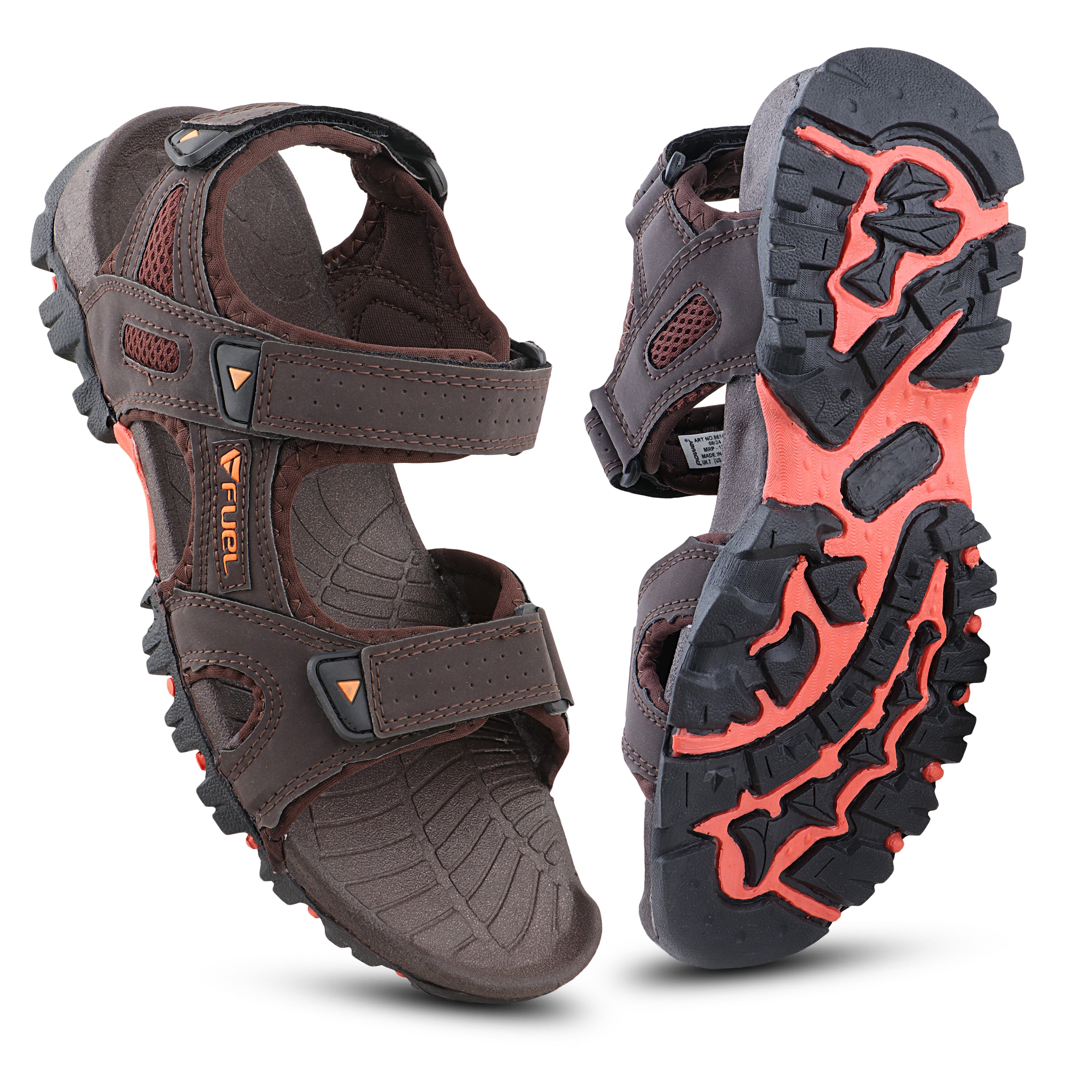 FUEL TimberLand-04 Comfortable Versatile Sporty Casual Sandals for Men (Brown-orange)