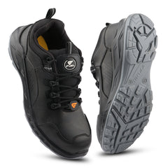 FUEL Smith-01 200J Metallic Toe Cap Micro Fiber Upper Safety Shoes for Men with PU Double Density Sole (Black)