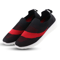 FUEL Wanda Lightweight | Breathable & Stylish Slip-On Casual Shoes for Women (Black-Red)