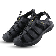FUEL Commando Comfortable & Breathable Men’s Flexible Fisherman Outdoor Sandals with Protective Toe Cap (Black)