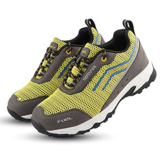 FUEL Defender EVA+Rubber Anti-Slip Sole and Breathable Mesh Upper with Lightweight Composite Toe Lace-Up Industrial Work Safety Shoes for Men's (Black)