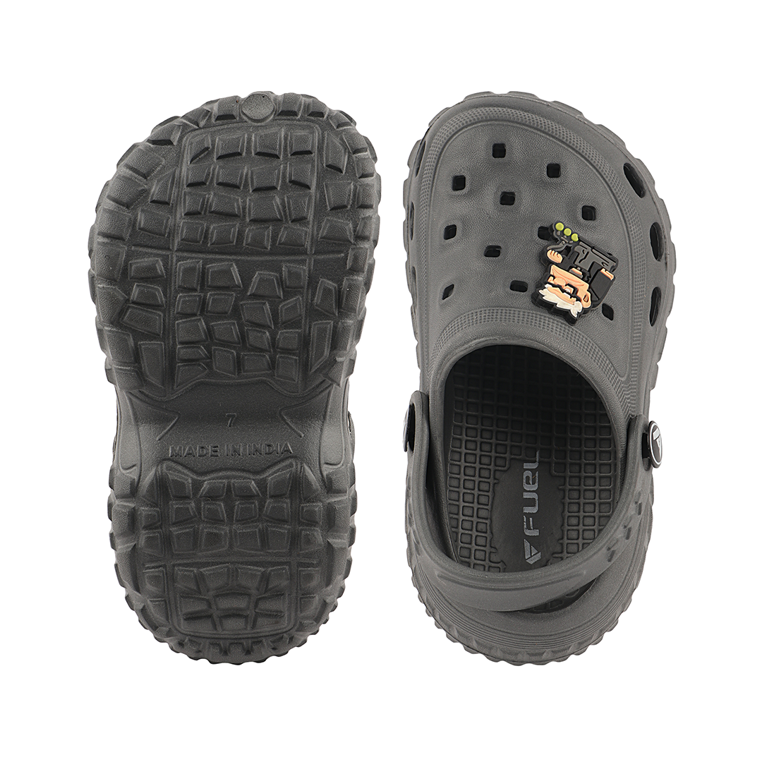 FUEL Poddle Cute & Lightweight EVA Slip-On Clogs for Kids (GREY)