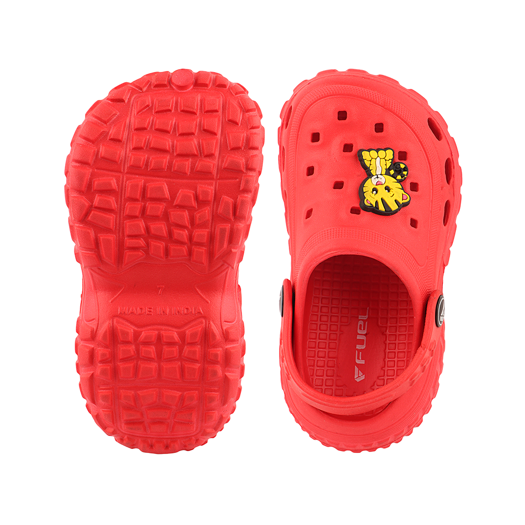 FUEL Poddle Cute & Lightweight EVA Slip-On Clogs for Kids (RED)