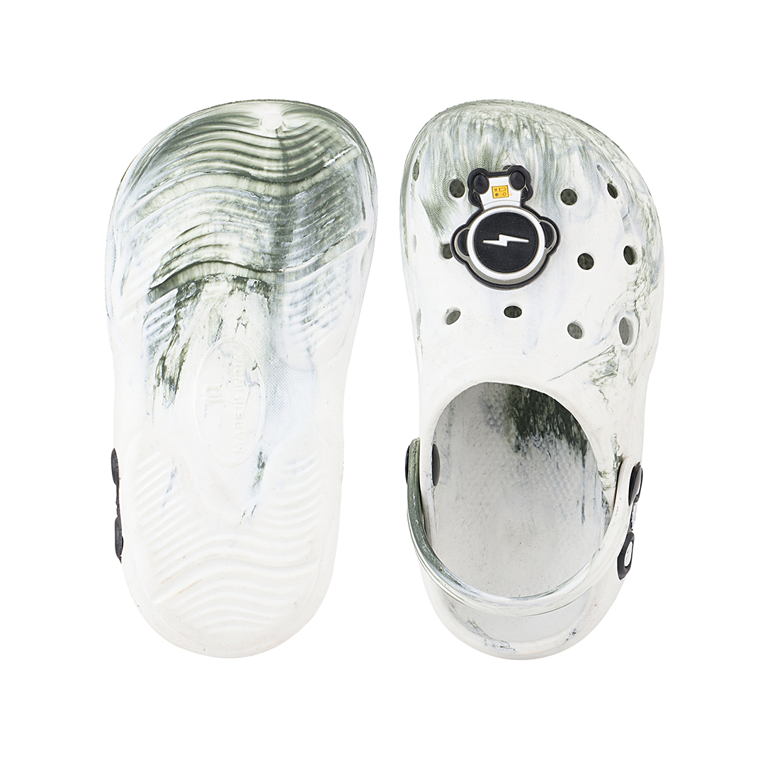 FUEL Splash Clogs Slipper for 4-10 Years Boys/Girls (White & Green)